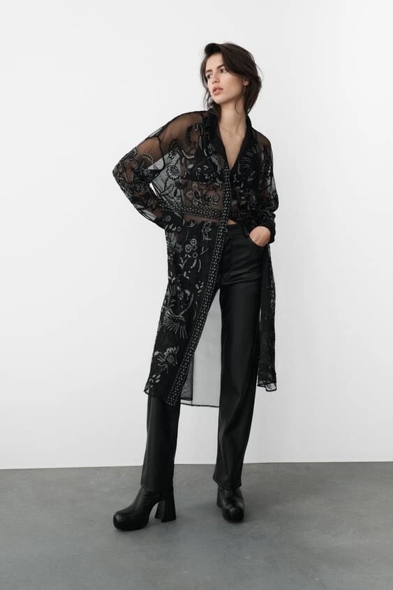 Zara embroidered tulle blouse Clearance