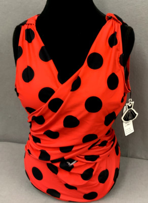 NWT 1950's Style Red White Polka Dot Halter Neck Swimsuit Retro Stage Womens 2x