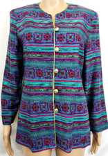 LADY CAROL Vintage Jacket Size 8 Blue & Red S...