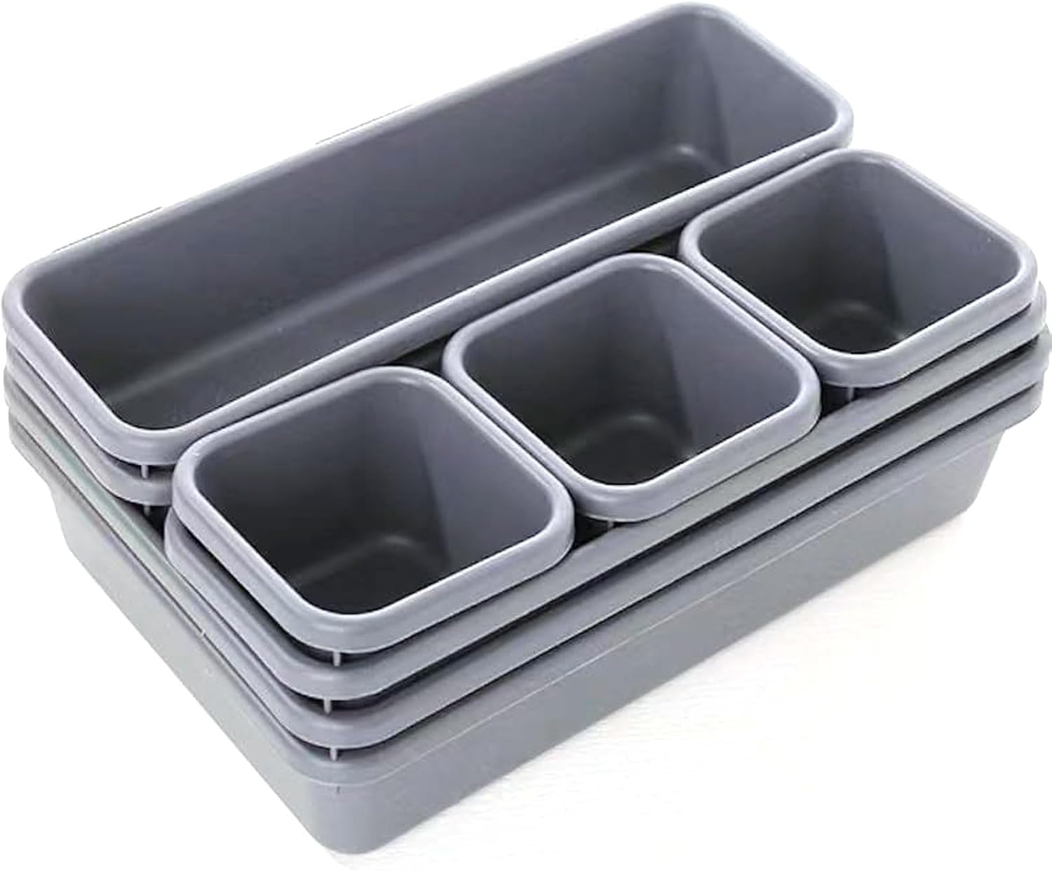 8 PCS Clear Plastic Drawer Organizers Set, 3-Size Versatile Bathroom and Vani...