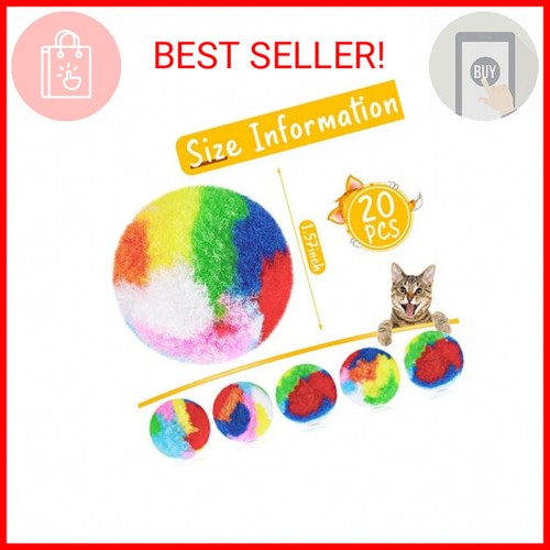 Deekin 20 Pcs Cat Pom Pom Balls Cat Ball Toy Kitty Yarn Puffs Assorted Color Sma - Picture 2 of 2