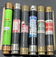 6- 600 Volt Time Delay Fuses, 20a 25a 30a, Littelfuse Reliance CEFCO BUSS