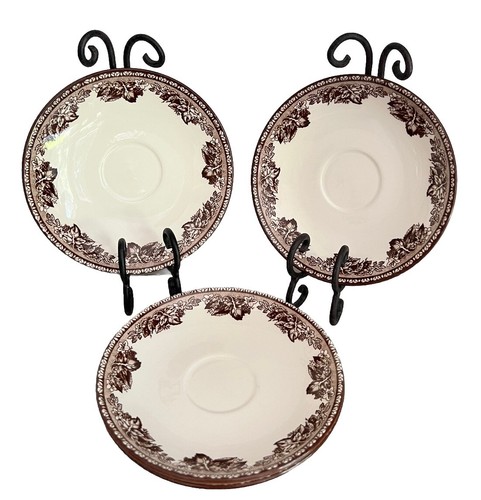 Wedgwood Plymouth Williams Sonoma Saucers Brown Acorns Oak Leaves Grapes Lattice - Bild 5 von 8
