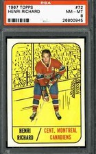 1967 Topps #72 Henri Richards - PSA 8
