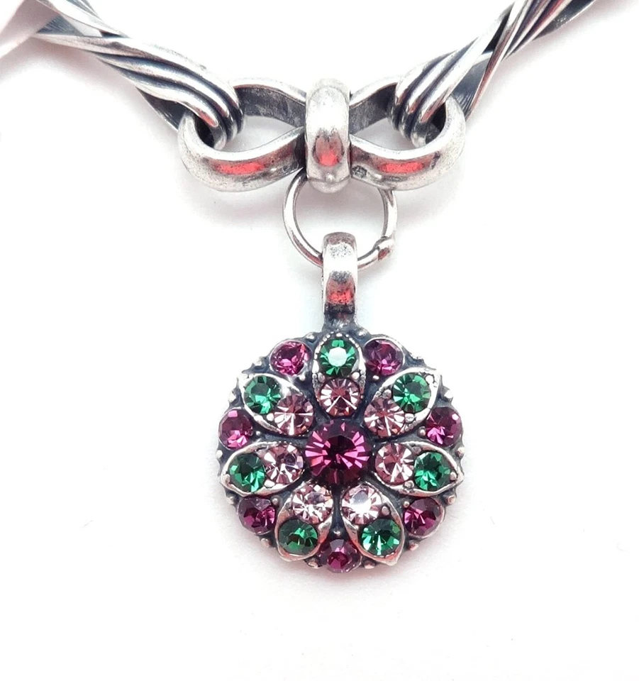 Brazalete Mariana Tigris Púrpura Oscuro Verde Cristal Plata Ángel de la Guarda 1048 Nuevo con Etiquetas Foto 3 de 4