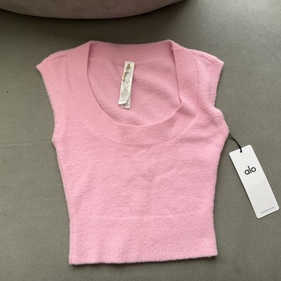 Alo Yoga Snuggle Up Sweater Short Sleeve Sweet Pink XS | eBay
