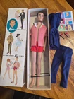 Vtg. 1960s Mattel Ken #750 doll w/ stand, paper booklet, and original box