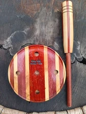 3.5" Purple Slate in Hand Laminated Padauk and Holly Pot W/ Bloodwood Striker