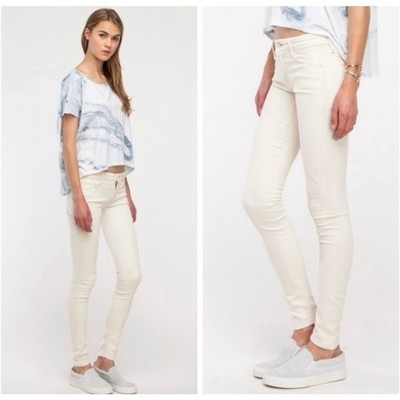 MOTHER The Looker Bump In The Night Off White Skinny Crop Jeans Size 31