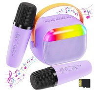 Karaoke Machine for Kids with Memory Card, Portable Bluetooth Speaker with 2 ...