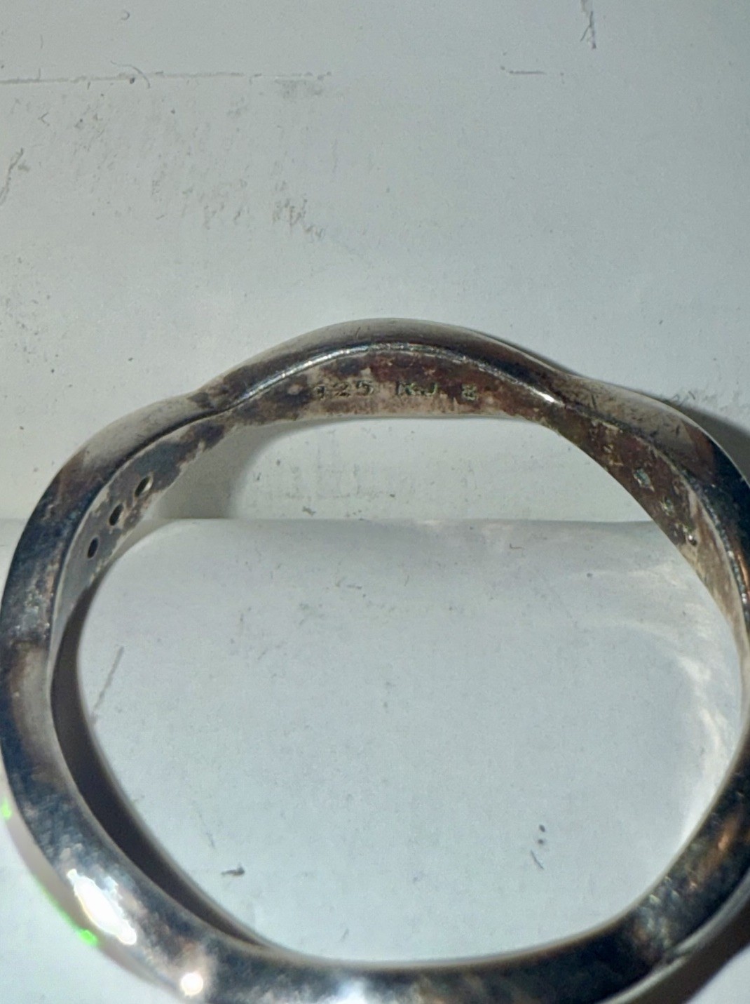 Vintage Solid Sterling Silver Fire Opal Inlay Gem… - image 5