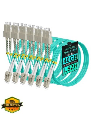 VANDESAIL OM3 LC to SC Fiber Patch Cable 5m 6 Pack 10G Multimode
