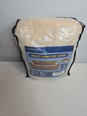 New Velvet 4pc Furniture Cover Sofa Cover Color Ivory