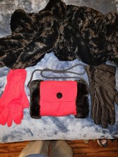 Vintage Muff, 2 Pair Gloves And A Fur Scarf