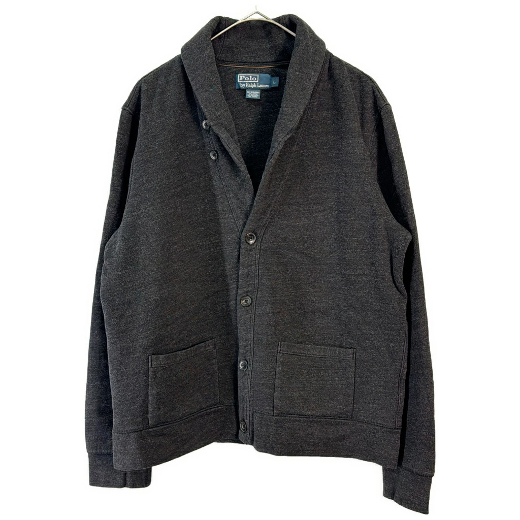 Polo by Ralph Lauren shawl collar sweatshirt cardigan gray (men s L) used vintag
