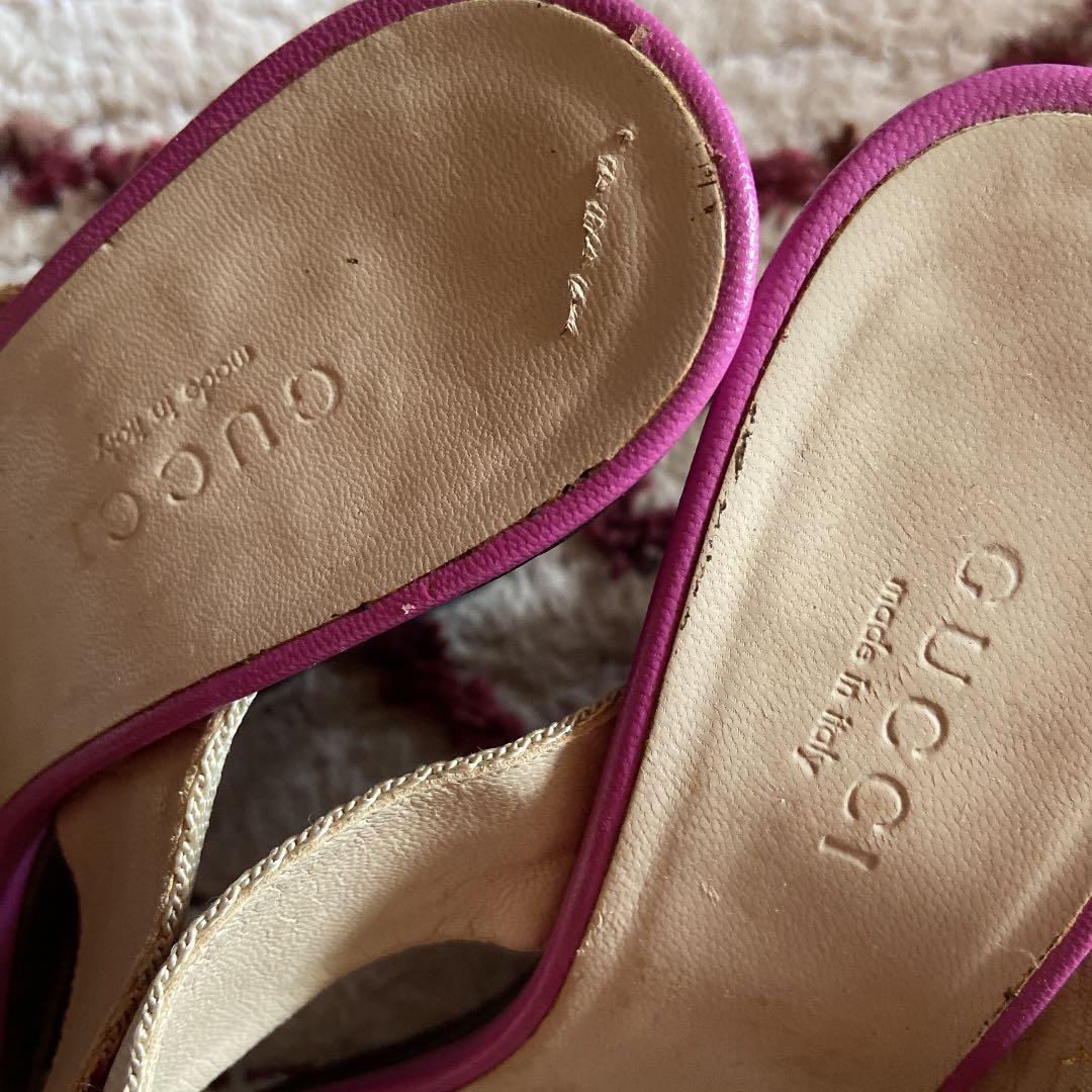 Gucci Mules Heels White Purple Leather Size 35 US About 5 For Women thumbnail 24