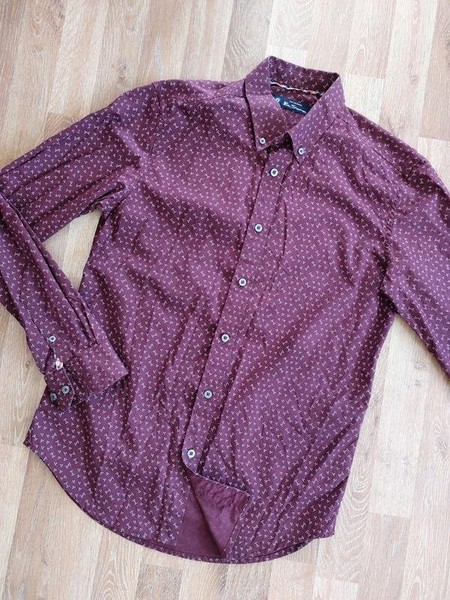 Men Ben Sherman Shirt Burgundy Cotton S