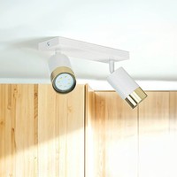 Deckenlampe Deckenstrahler Schwenkbar B: 25 Cm 2-Flammig GU10 In Weiß Gold