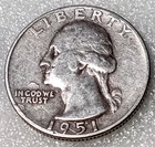 🟅 1951-S 90% Silver Wash. Quarter 25¢ 75-Year-Old Coin