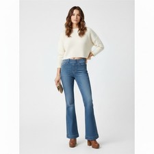 NEW SPANX Flare Jeans Vintage Indigo Mid Rise Pull On Denim Size Medium Petite