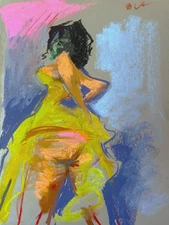 9x12 Pastel Painting French Boudoir Cubism On Paper Original Signed BVC