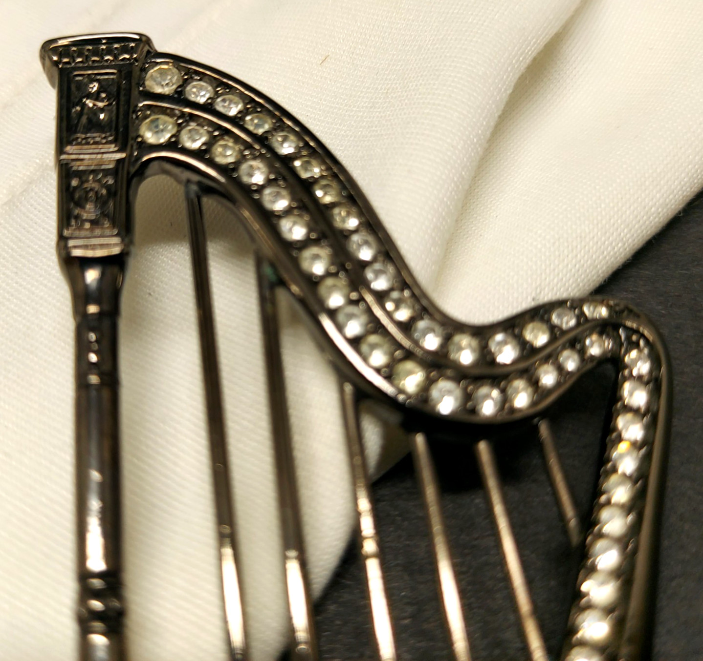 Givenchy Signed Large Rhinestone Harp Brooch Pin … - image 10