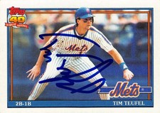 Tim Teufel autographed Baseball Card (New York Mets) 1991 Topps #302