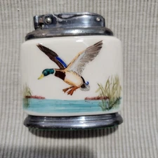 Vintage Ronson Minerva Table Lighter with Mallard Duck Design - Exceptional
