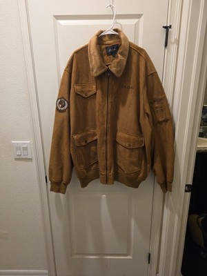 Pre owned VTG Men Sean John Light Brown Faux Suede Jacket Sz 4XL Big Pit to Pit