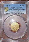 PCGS AU DETAILS 1911 D $2.50 INDIAN HEAD GOLD QUARTER EAGLE STRONG D  KEY DATE