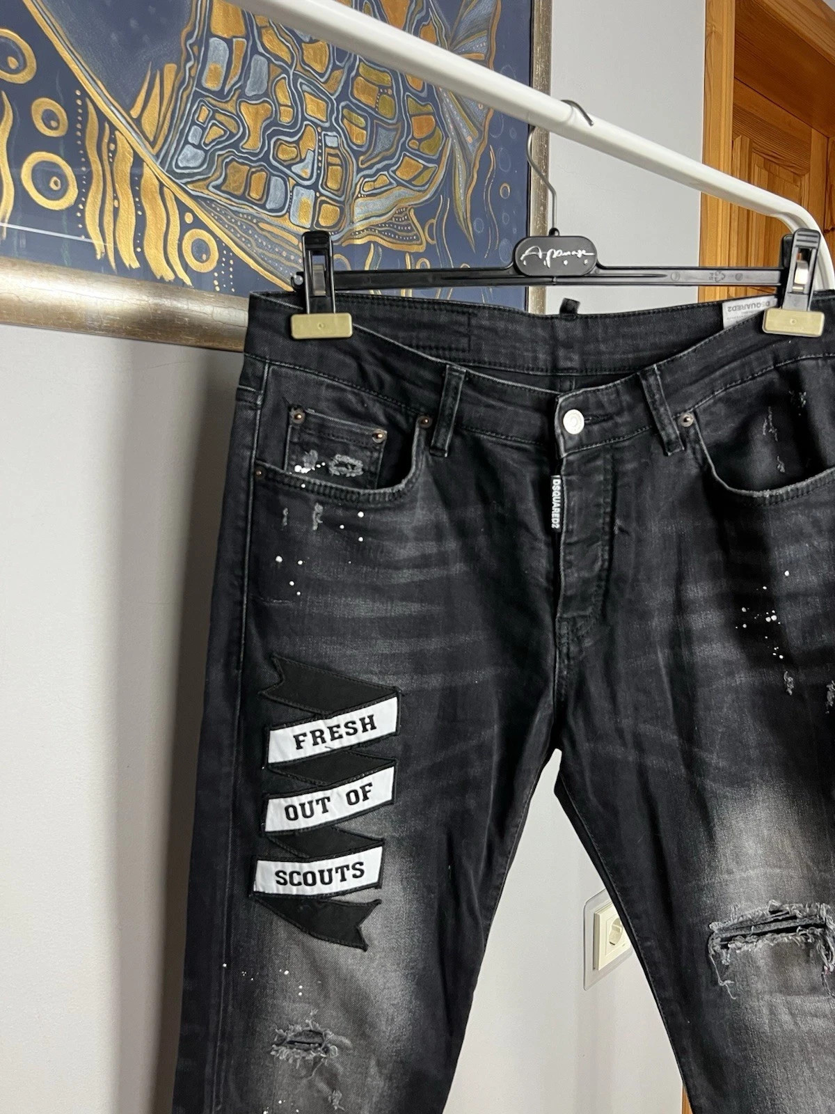 Dsquared2 Slim Jean Patchwork Black Distressed De… - image 6