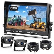 2 Wired Rear View Backup Camera System, 10" 1080P Monitor IP69K 10"-2 Cam