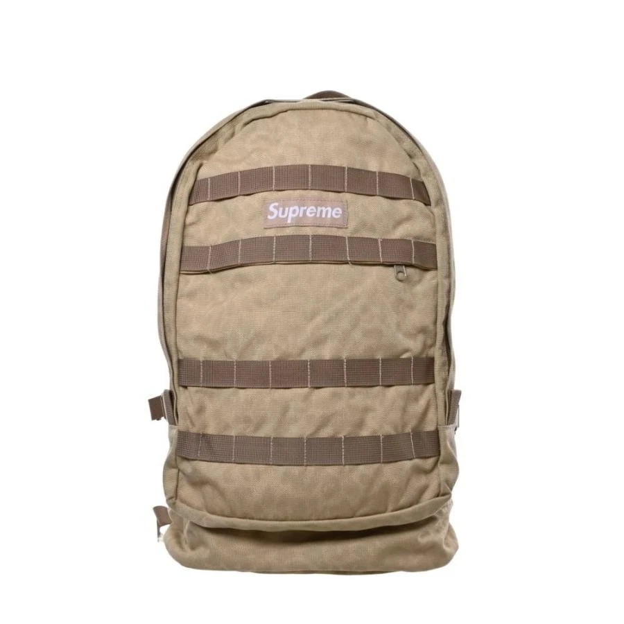 Sac à dos Supreme 2004SS logo boîte léopard toile beige 52 cm x 33 cm