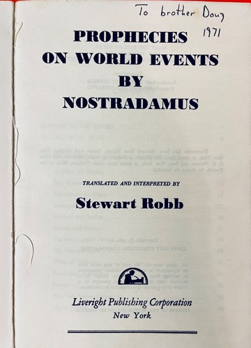 Vintage Paranormal Prophecies On World Events By Nostradamus Stewart Robb 1961 - Picture 3 of 11