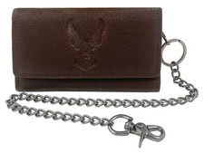 Harley-Davidson Men's Genuine Leather Iconic B S Eagle Trucker Wallet - Brown