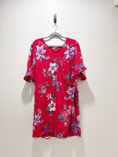 Old Navy Red Floral Mini Wrap Dress Summer Lightweight Lined Size XXL