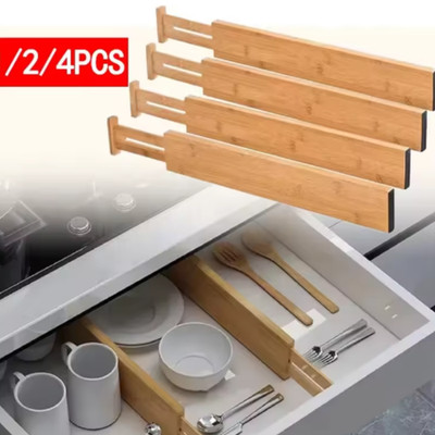 Bamboo Drawer Divider Seperater Adjustable Expandable Organizer for Kitchen Home