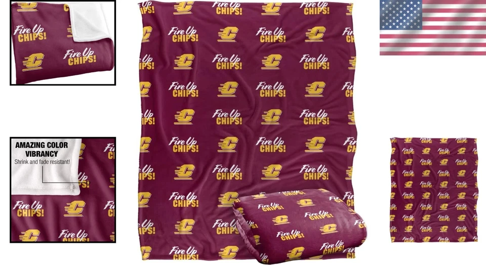 Central Michigan Chippewas Microfiber Logo Throw - 50" x 60" - Image 2 of 4
