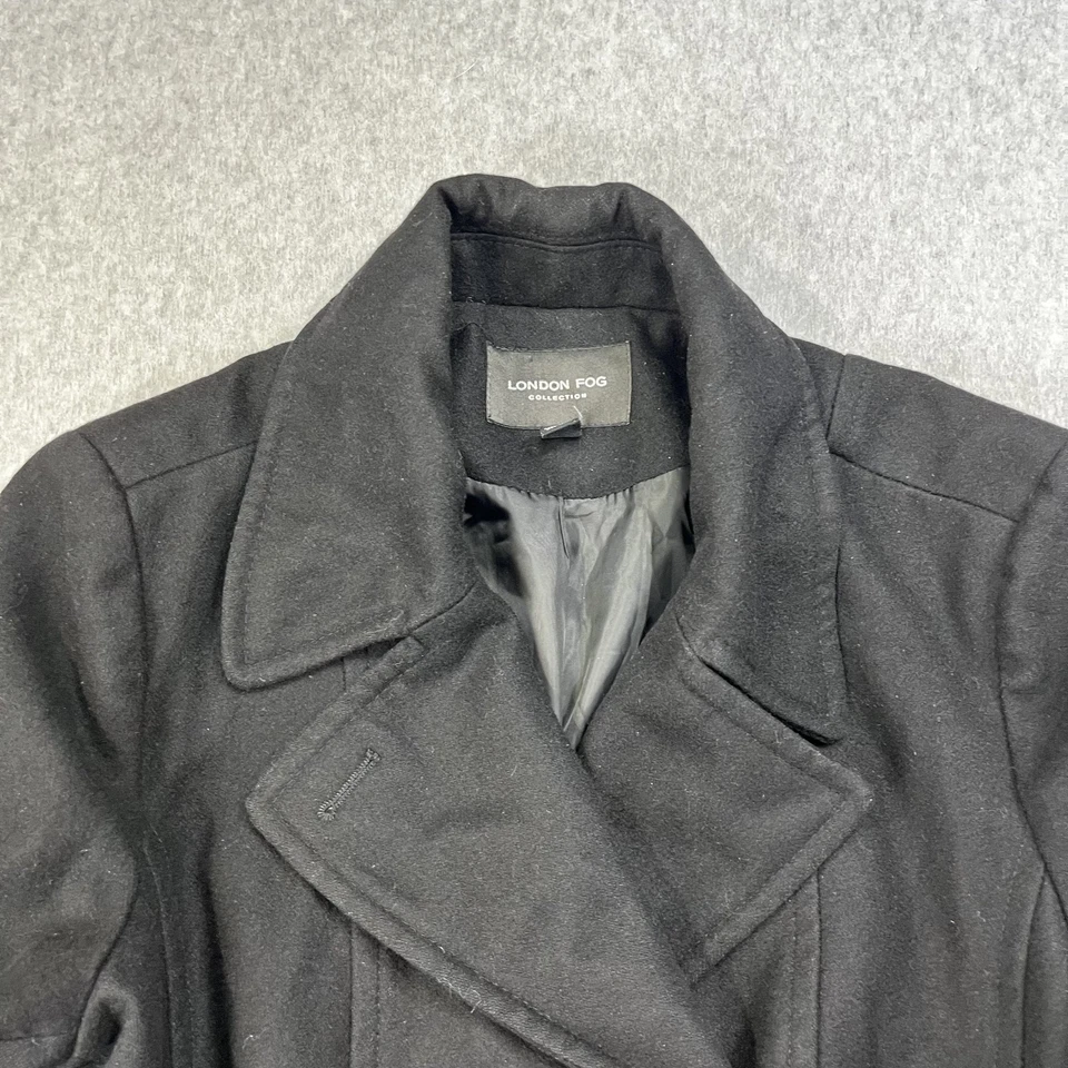 Винтажный London туман гороха пальто Sailor женщин XL черный двубортный 80-х шерсти - Изображение 2 из 4