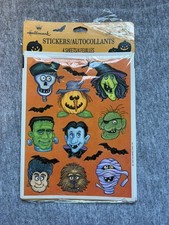 Vintage 1995 Hallmark Seasonal Halloween Stickers 3 Sheets Monsters Mummy Witch