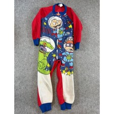 Vintage 90s Nickelodeon Rugrats One Piece Pajama Bodysuit Boys 5 Red Blue Lounge