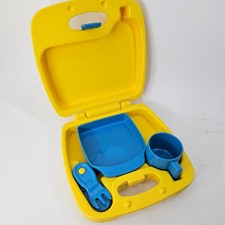 Vintage Little Tikes Camping Dish Set Excellent Condition Yellow Container