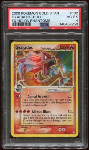 2006 POKEMON EX HOLON PHANTOMS GYARADOS #102/110 GOLD STAR HOLO FOIL PSA 4