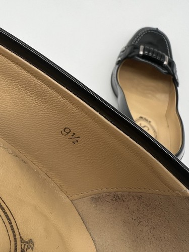 Tods Womens 9.5 Black Patent Leather High Pump Heeled Horsebit Split Toe Shoes. - Picture 6 of 15