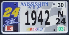 MISSISSIPPI NASCAR #24 JEFF GORDON license plate  - 2003   1942