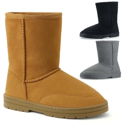 RIVERS Damen Slipper Kunst-Wildleder warm Fell kuschelig Winter Stiefeletten Hausschuhe Schuhe Größe