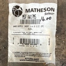 Matheson Barb Nipple Inert MSF AW17MS 1/4 B Size Welding Equipment Parts