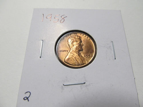 1958 Lincoln Wheat Penny Gem Uncirculated Vibrant Red Color