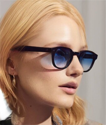 New Gift Set Moscot Lemtosh Gloss Black Frame + Blue Polarized Lens Sunglasses