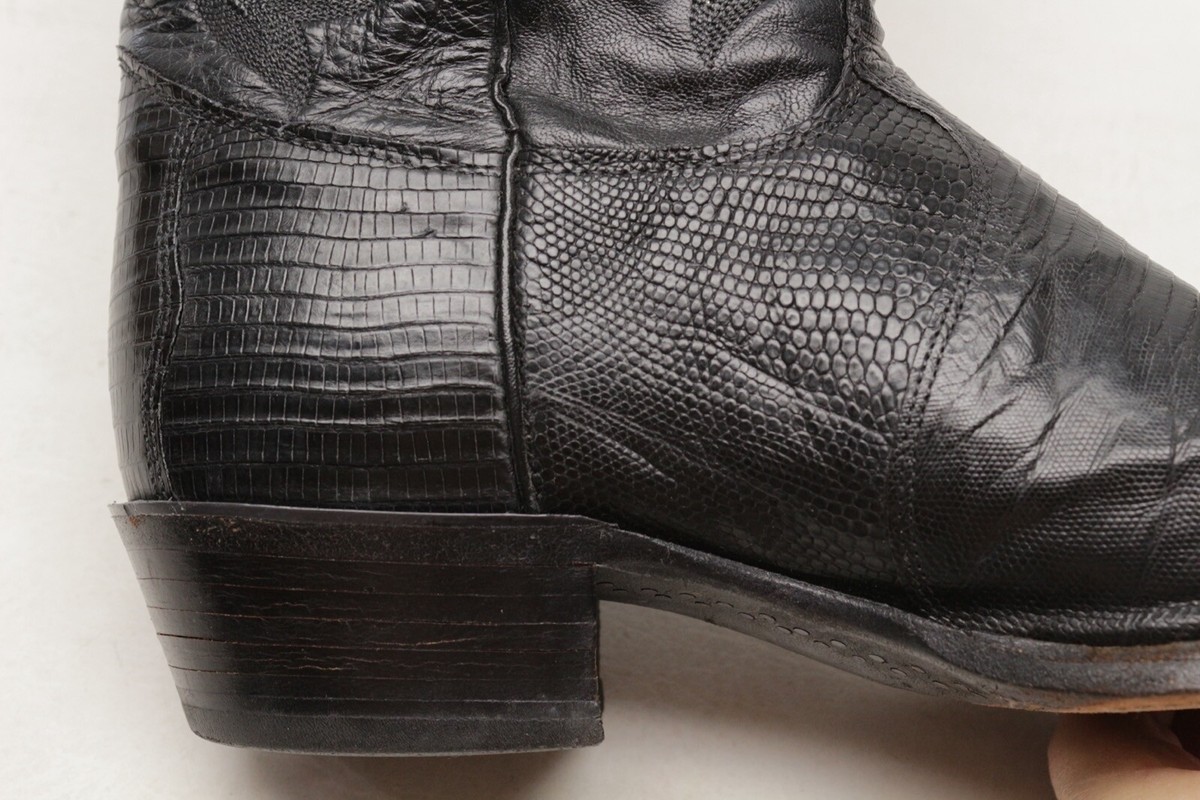 Justin 8105 Teju Lizard Cowboy Boots Mens 10.5 E Black Western J